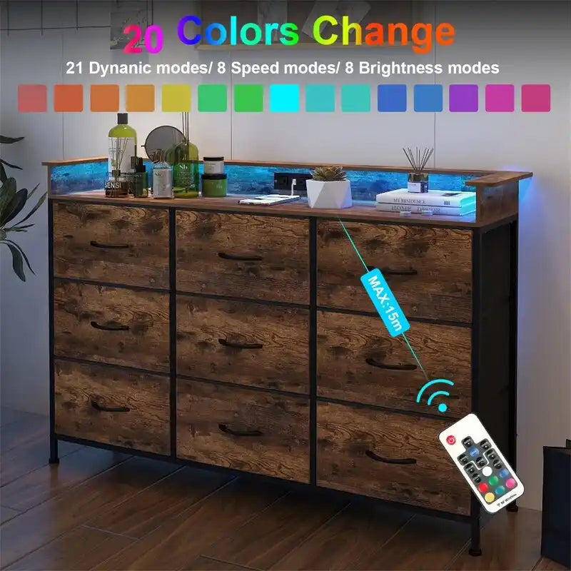 Commode blanche avec lumière LED