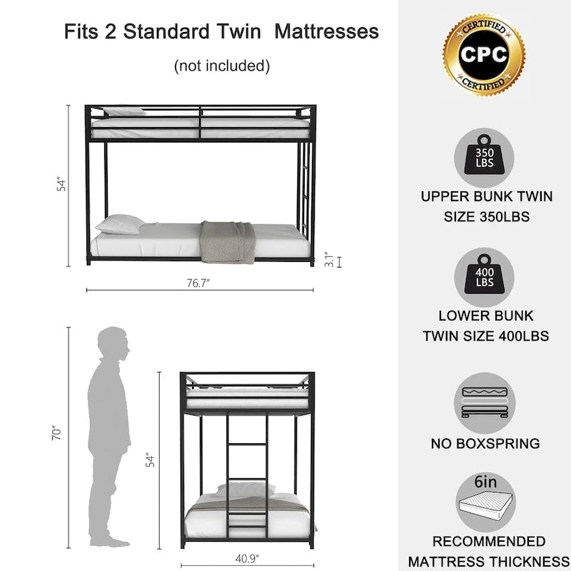 Lit superposé en métal une place sur une place pour chambre à coucher