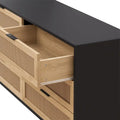 59 Rattan Storage Cabinet with 6 Drawers and Wood Legs