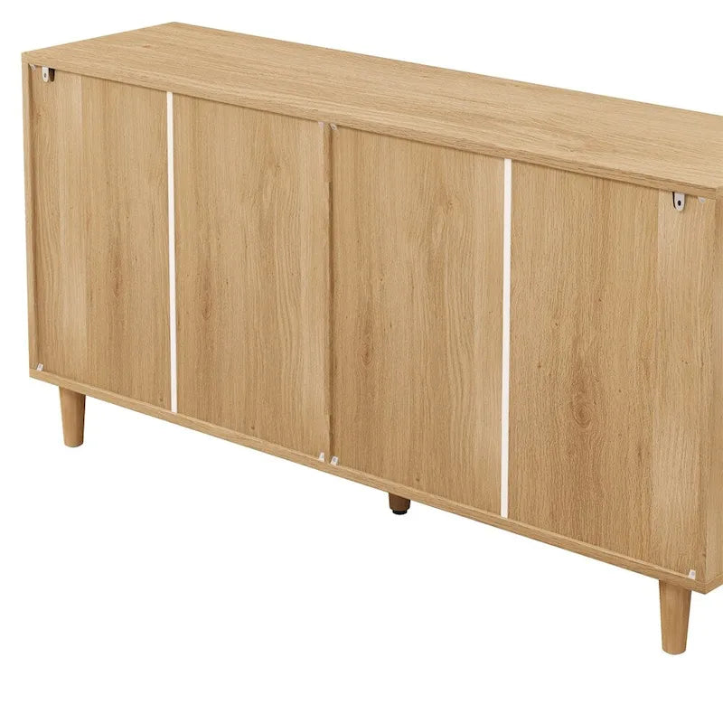 Armoire de rangement en rotin 59" avec 6 tiroirs et pieds en bois