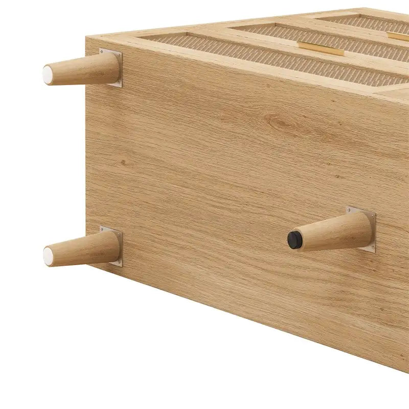 Armoire de rangement en rotin 59" avec 6 tiroirs et pieds en bois