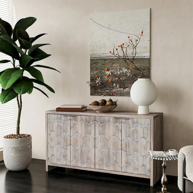 Buffet de salle à manger 4 portes en bois de style rustique