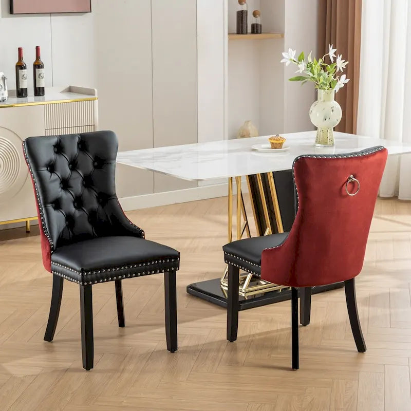 Chaise de salle à manger contemporaine capitonnée haut de gamme avec clous décoratifs