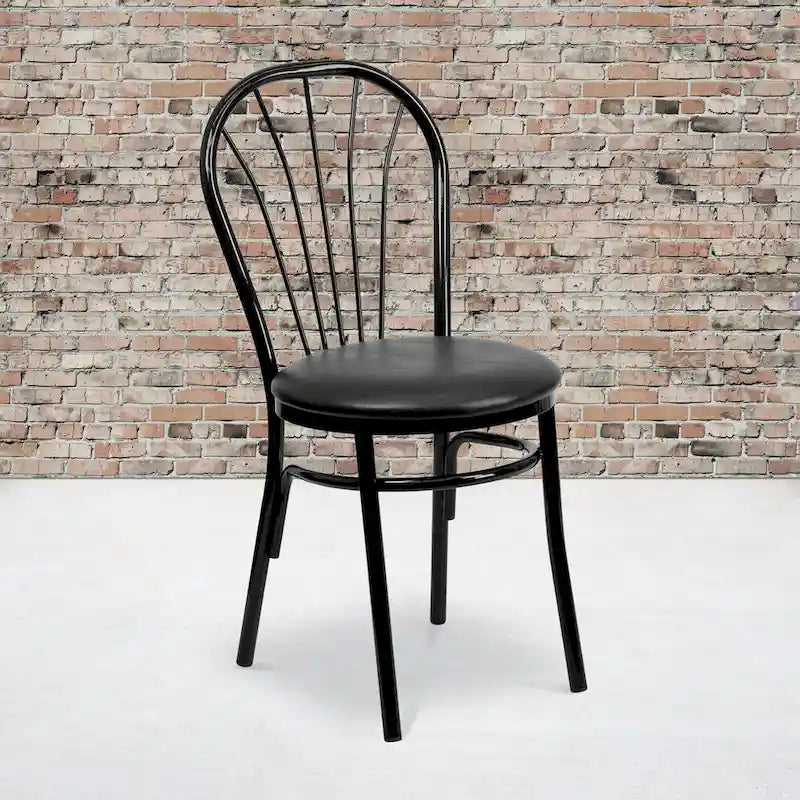 2 Pack Fan Back Metal Chair - Vinyl Seat - 16W x 20D x 34.5H - 16W x 20D x 34.5H