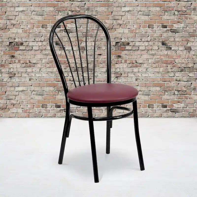 2 Pack Fan Back Metal Chair - Vinyl Seat - 16W x 20D x 34.5H - 16W x 20D x 34.5H