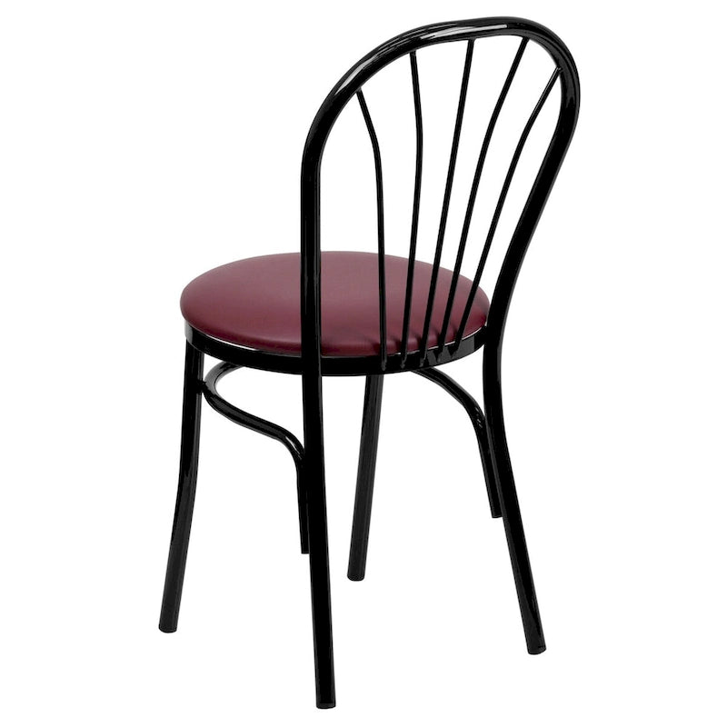 2 Pack Fan Back Metal Chair - Vinyl Seat - 16W x 20D x 34.5H - 16W x 20D x 34.5H