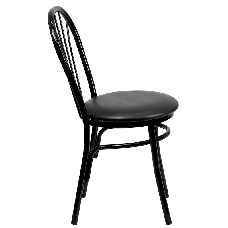 2 Pack Fan Back Metal Chair - Vinyl Seat - 16W x 20D x 34.5H - 16W x 20D x 34.5H