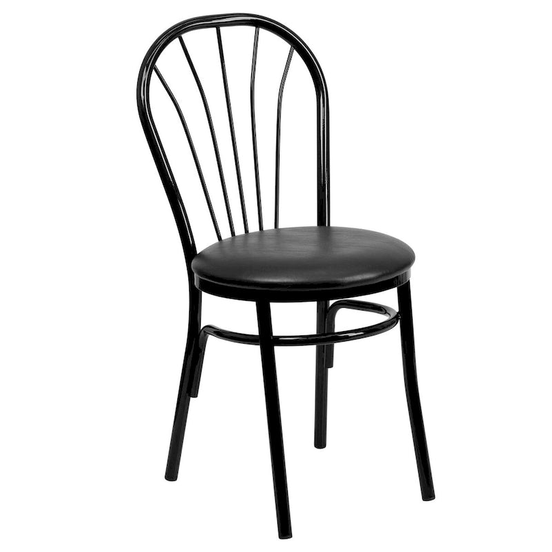 2 Pack Fan Back Metal Chair - Vinyl Seat - 16W x 20D x 34.5H - 16W x 20D x 34.5H