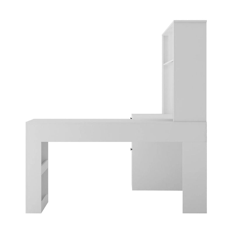 L Shaped Desk with Charger,Computer Desk with Drawers,Bookshelf & Hutchwith LED Light,Modern Corner Desk,Home Office Desk