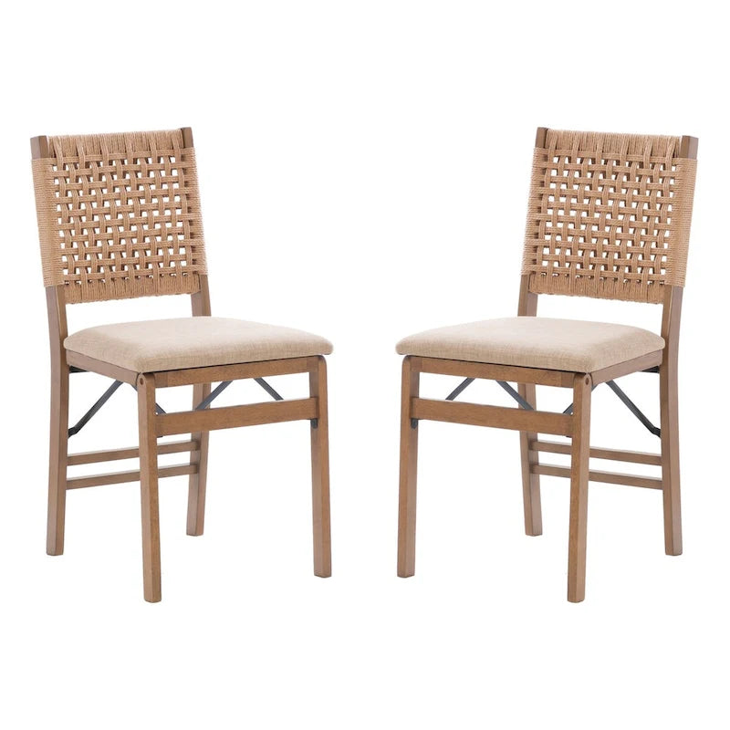 Chaise de salle à manger pliante en osier naturel (lot de 2)