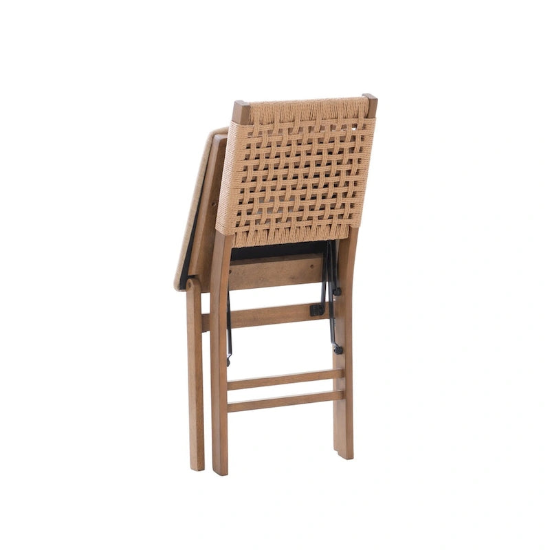 Chaise de salle à manger pliante en osier naturel (lot de 2)