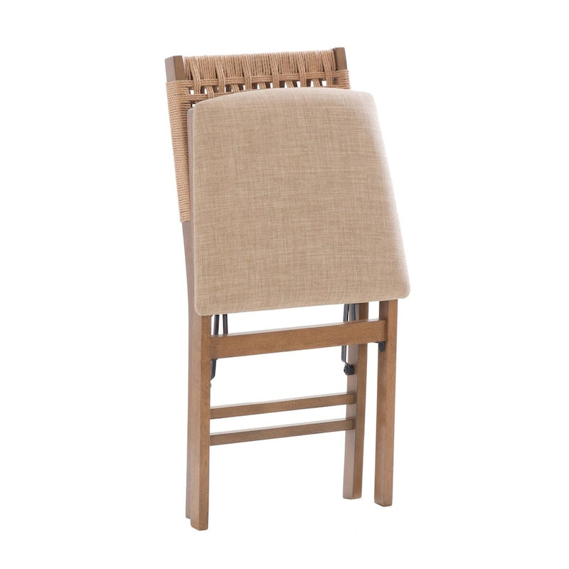 Chaise de salle à manger pliante en osier naturel (lot de 2)