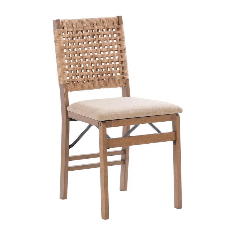 Chaise de salle à manger pliante en osier naturel (lot de 2)