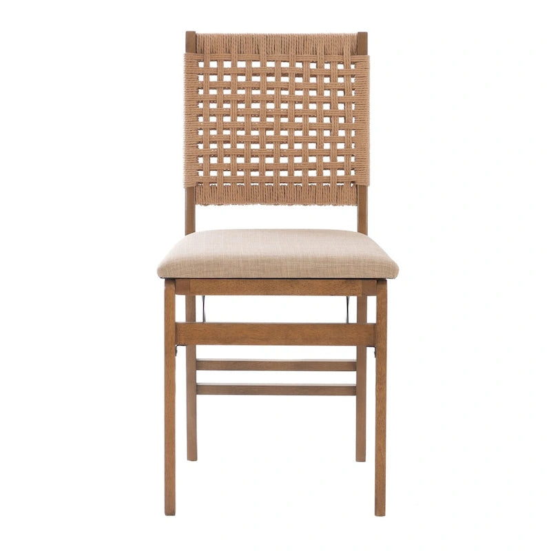 Chaise de salle à manger pliante en osier naturel (lot de 2)
