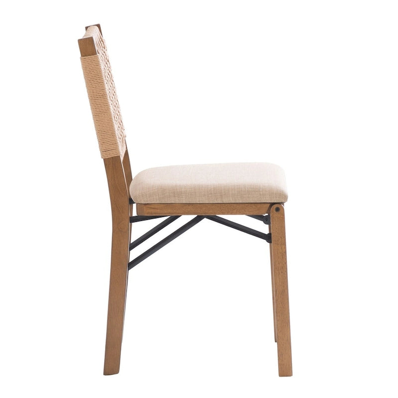 Chaise de salle à manger pliante en osier naturel (lot de 2)