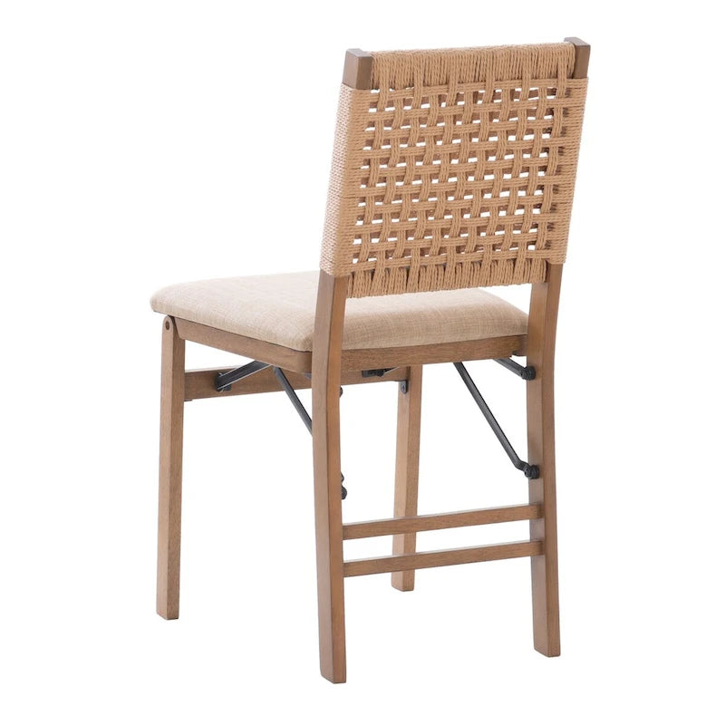 Chaise de salle à manger pliante en osier naturel (lot de 2)