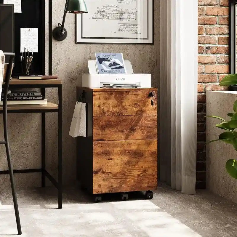 3 Drawer File Cabinet with Lock - 17.7D x 15.5W x 25.8H
