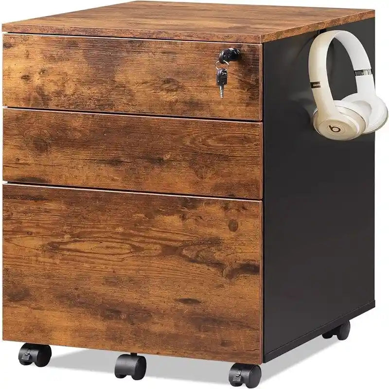 3 Drawer File Cabinet with Lock - 17.7D x 15.5W x 25.8H
