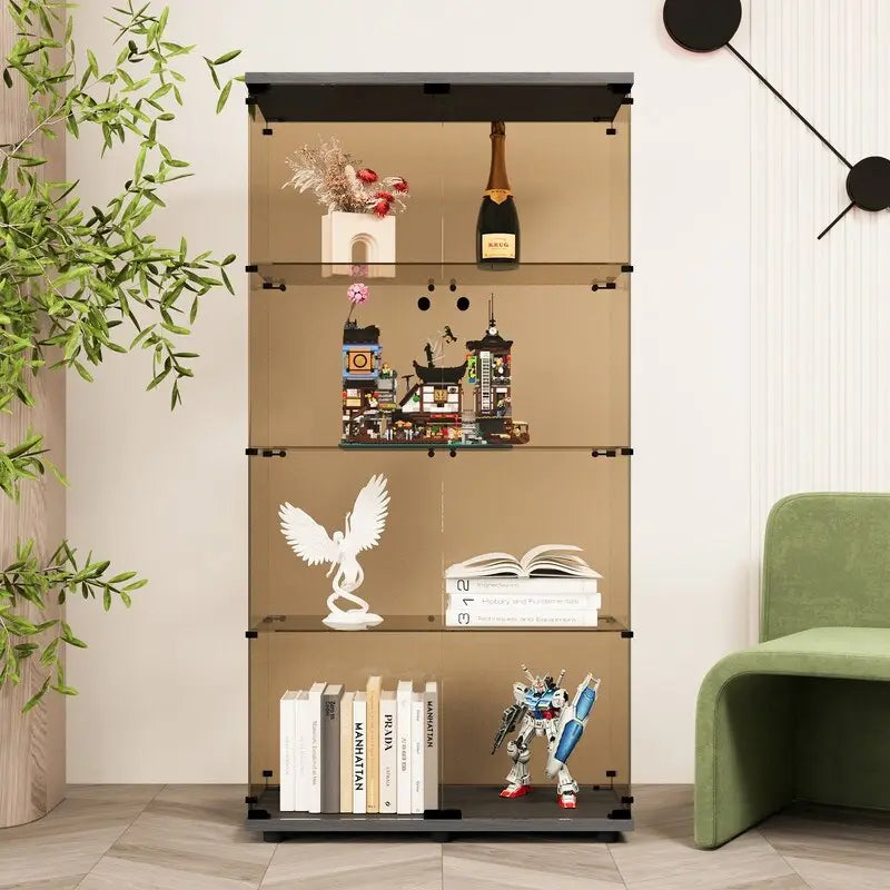 Four-tier glass display cabinet