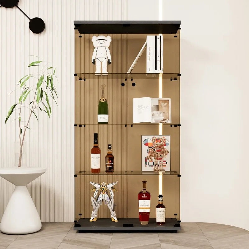 Four-tier glass display cabinet