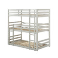 Lit superposé triple en bois de taille double, fini gris clair