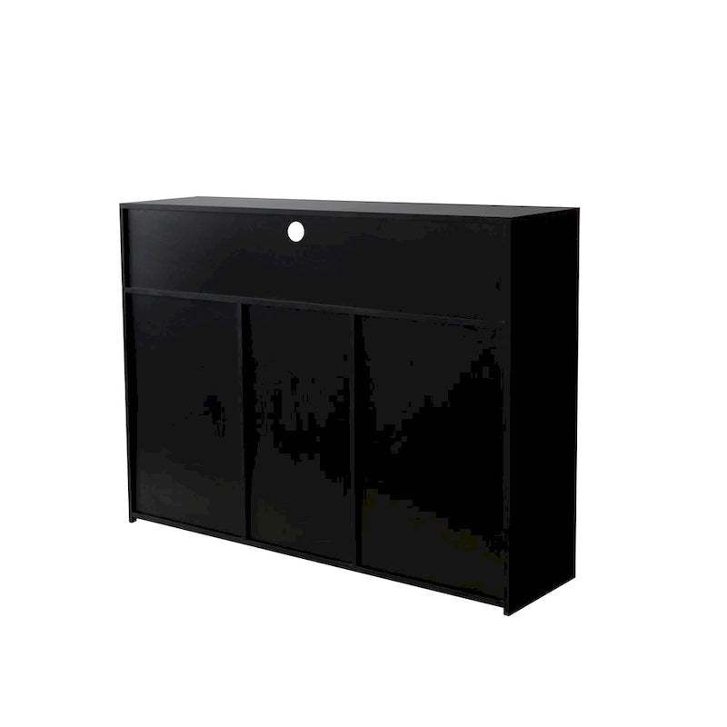 Buffet de rangement laqué brillant avec éclairage LED