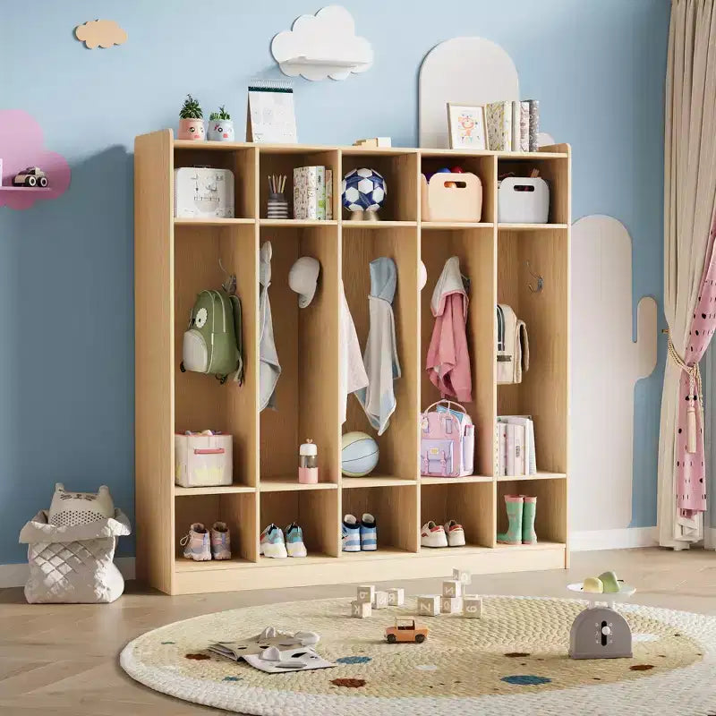 Vestiaire de classe 5 sections avec 10 casiers, organisateur de rangement avec 10 crochets pour la maison, l'école, la crèche, la maternelle