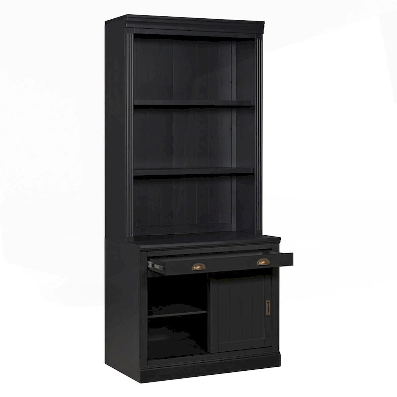 Étagère haute moderne avec éclairage LED et options de rangement polyvalentes
