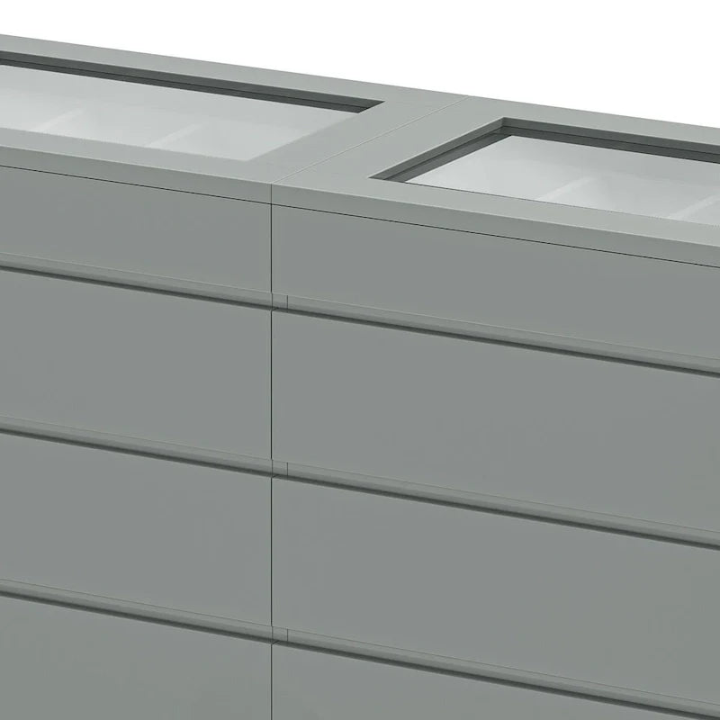 Commode 8 tiroirs Moasis avec lumière RVB, commode de rangement horizontale haute brillance