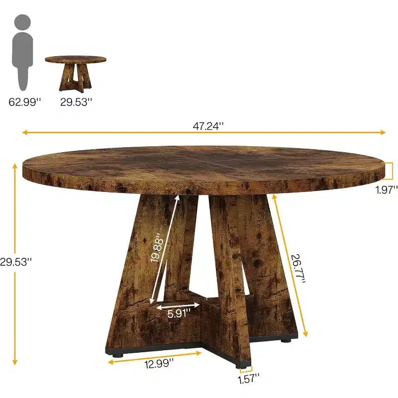 Table à manger ronde de 120 cm pour 4 personnes